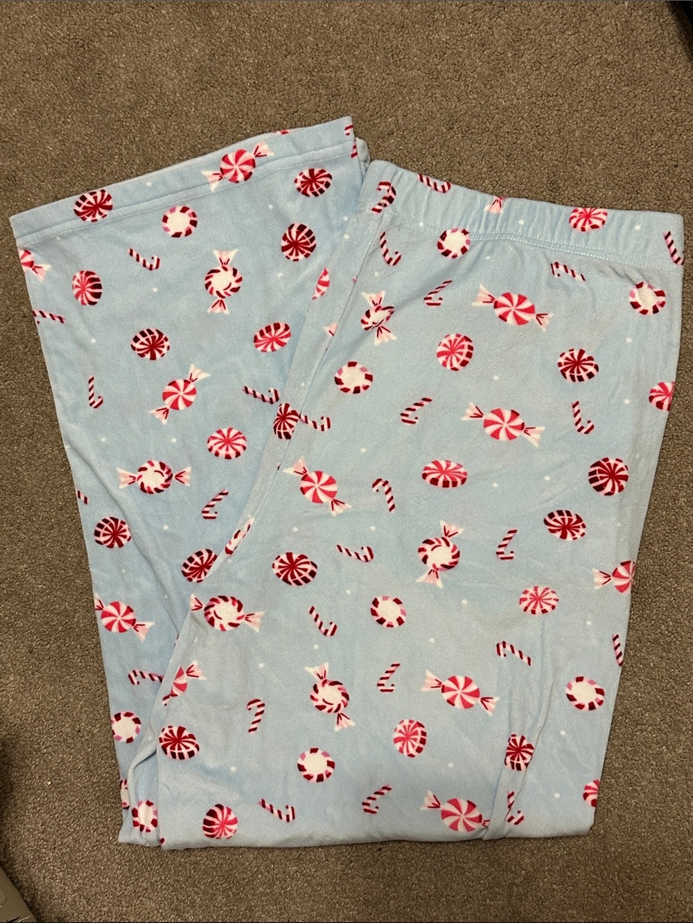 Joyspun Women’s Velour Light Blue Peppermint Candy Pajama Pants